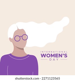 International Women's Day. March 8. Woman character with glasses. #EmbraceEquity. Vector illustration, flat design