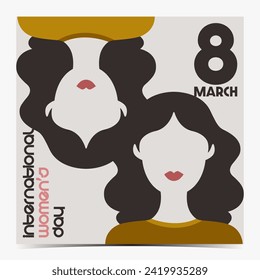 International Women's Day, March 8 minimalistic cover, poster, greeting card, label, flyer, banner with women silhouettes