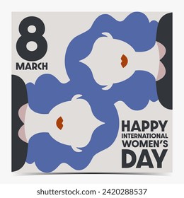 International Women's Day, March 8 minimalistic cover, poster, greeting card, label, flyer, banner with women silhouettes