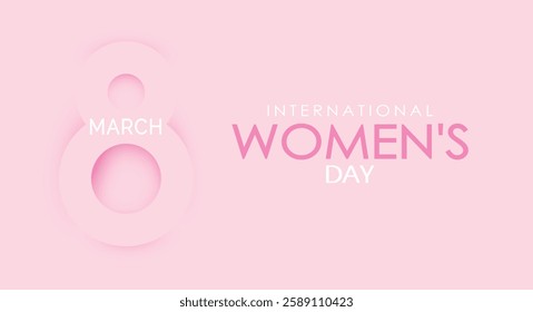 International Women's Day March 8 Greeting card for Pink number 8 with roses on a pink background