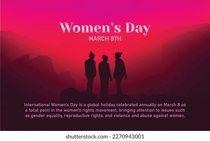International Women's Day - March 8th - a global holiday celebrated annually, women's rights movement - reproductive rights, vector flyer brochure, poster, banner design template