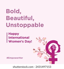 International Women's Day,  March 8th. Social Media Post Design Template Vector