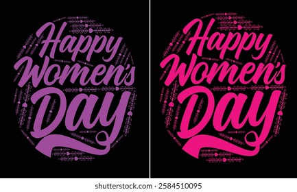 International women's Day (March 8th) design for t-shirt, bags, mugs, stickers, banner, poster, icon, logo etc. Fully Editable Print Ready Template - Vector.