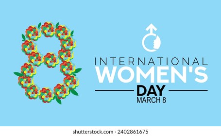 international women's day is observed every year in March, Holiday, poster, card and background vector illustration design. 