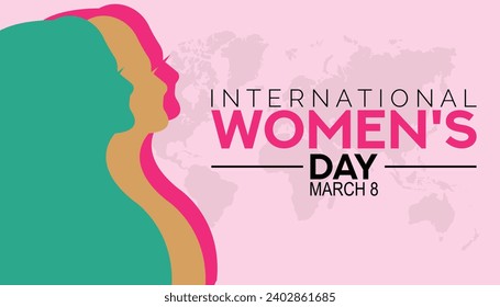 international women's day is observed every year in March, Holiday, poster, card and background vector illustration design. 
