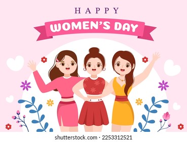 International Women's Day on March 8 Illustration to Celebrate the Achievements of Women in Flat Cartoon Hand Drawn Landing Page Templates