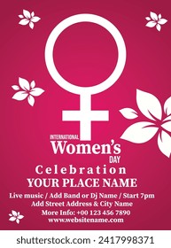 International Women's day party flyer poster social media post design