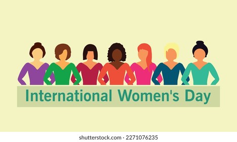 International Women's Day. Pattern women different nationalities and cultures illustration. Concept for banner and poster design. Vector, illustration.
