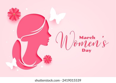 international womens day pink background in papercut style vector 