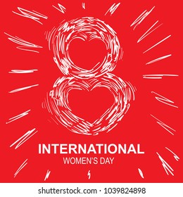 International women's day poster. 8 number illustration. Happy Mother's Day. Eps10 vector illustration with place for your text.