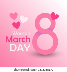 International women's day poster. 8 number 3d illustration. Happy Mother's Day. Eps10 vector illustration with place for your text.