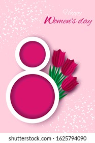 International women's day poster. 8 number 3d illustration. Happy Mother's Day. Eps10 vector illustration