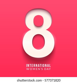 International women's day poster. 8 number 3d illustration. Happy Mother's Day. Eps10 vector illustration with place for your text.