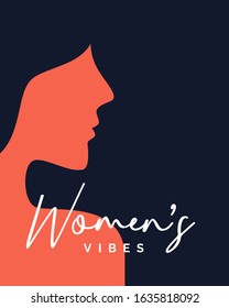 International Women's Day poster background template design with signature font and beautiful girl silhouette vector illustration