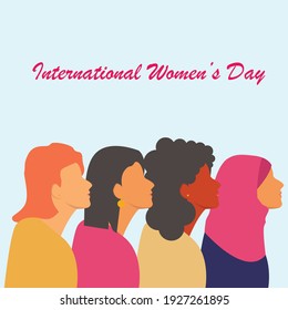 international women's day poster with flat illustration 4 woman