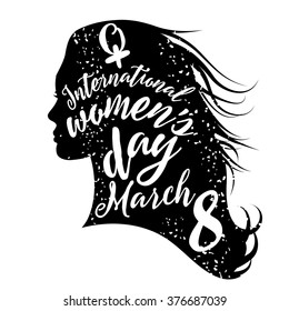 International Women's Day poster icon silhouette. EPS 10 vector.