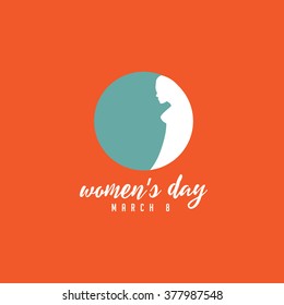 International Women's Day poster icon silhouette. EPS 10 vector.