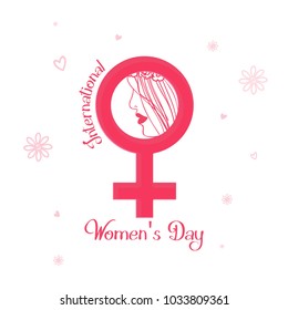 International women's day poster. Woman sign with woman.