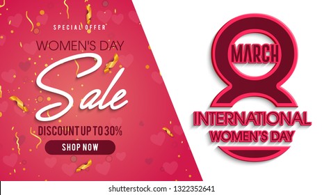 International women's day poster. Woman sign. Origami design template. Happy Mother's Day, greeting card. Banner,  Postcard on March 8. Eps10 vector illustration with place for your text. - Vector