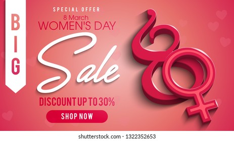 International women's day poster. Woman sign. Origami design template. Happy Mother's Day, greeting card. Banner,  Postcard on March 8. Eps10 vector illustration with place for your text. - Vector