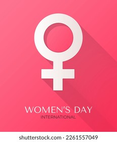 International women's day poster with Woman sign. Vector design template. 