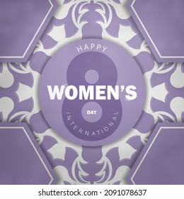 International womens day purple color flyer with vintage white ornament