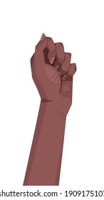 international womens day raised up black fist strong girl power concept female hand vertical vector illustration