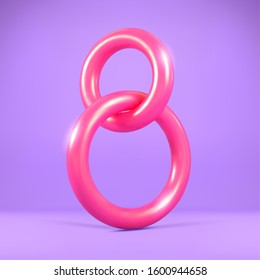 International women's day sale background. Plastic 8 number 3D render. Eps10 vector.