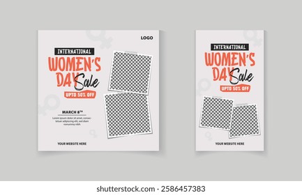 International Women's Day sale discount banner template design for Online Marketing, Promotion, ads