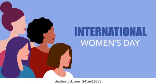 International Women's Day. Silhouettes of women standing together. Women's friendship. Female's empowerment movement.