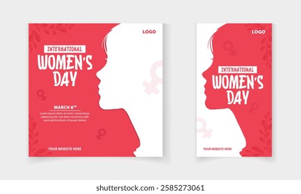 International Women's Day Social Media Post Template for Online Marketing Promotion Banner and Story