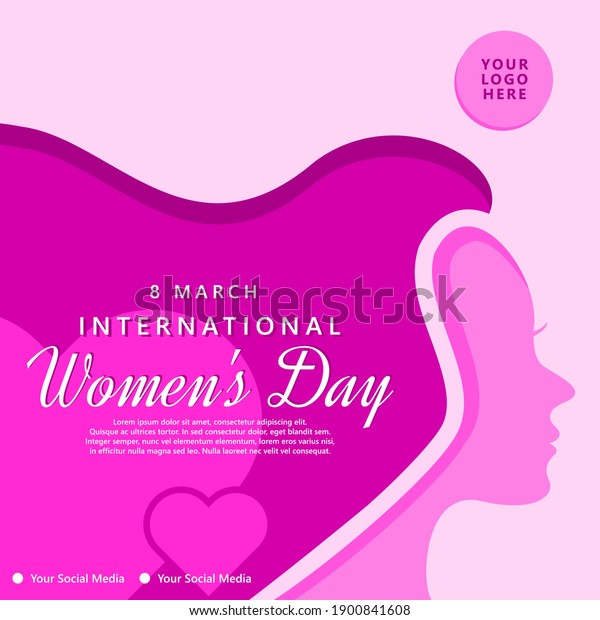 International Women\'s Day Social\
Media Post Greeting Card Vector Template suitable for square\
post