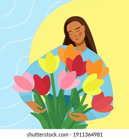 International Women's Day. Spring holiday on 8 March . Flat vector Illustration.