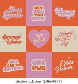 International Women's Day Sticker Collection. Happy Women's Day Sticker. March 8th. Vector illustration design for Sticker, Label. Happy women's day Sticker collection.