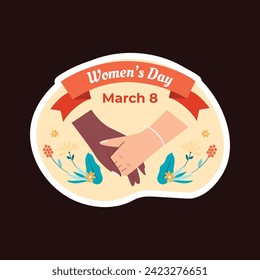 International Women's Day Sticker. Happy Women's Day Sticker. March 8th. Cartoon Vector illustration design for Sticker, Label. happy women day Sticker.