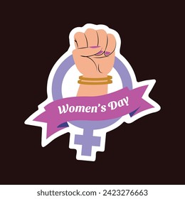 International Women's Day Sticker. Happy Women's Day Sticker. March 8th. Cartoon Vector illustration design for Sticker, Label. happy women day Sticker.