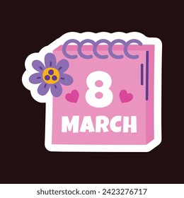 Etiqueta del Día Internacional de la Mujer. Feliz Día de la Mujer. 8 de marzo. Diseño de ilustración de vectores de dibujos animados para Sticker, Label. feliz día de la mujer Sticker.