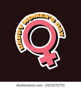 International Women's Day Sticker. Happy Women's Day Sticker. March 8th. Cartoon Vector illustration design for Sticker, Label. happy women day Sticker.