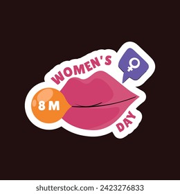 International Women's Day Sticker. Happy Women's Day Sticker. March 8th. Cartoon Vector illustration design for Sticker, Label. happy women day Sticker.