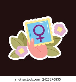 International Women's Day Sticker. Happy Women's Day Sticker. March 8th. Cartoon Vector illustration design for Sticker, Label. happy women day Sticker.