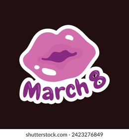 International Women's Day Sticker. Happy Women's Day Sticker. March 8th. Cartoon Vector illustration design for Sticker, Label. happy women day Sticker.