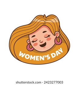 Etiqueta del Día Internacional de la Mujer. Feliz Día de la Mujer. 8 de marzo. Diseño de ilustración de vectores de dibujos animados para Sticker, Label. feliz día de la mujer Sticker.