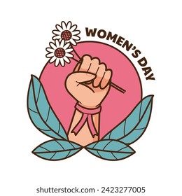 International Women's Day Sticker. Happy Women's Day Sticker. March 8th. Cartoon Vector illustration design for Sticker, Label. happy women day Sticker.