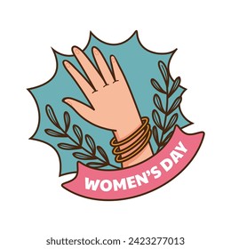 International Women's Day Sticker. Happy Women's Day Sticker. March 8th. Cartoon Vector illustration design for Sticker, Label. happy women day Sticker.