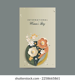 International Women's Day Template Design Decorated With Floral.