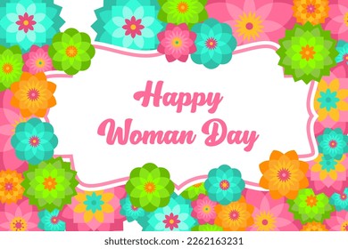 International Women's Day template. March 8 women's day design. Women's day vector concept design for international woman celebration with flowers background.