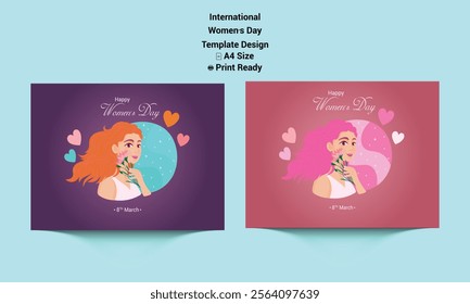 International Women's Day template, social media post, vector, banner, poster, card, logo, silhouette, illustration, design for Women's day wishes, greeting card, web, flyer, 8th March with 2 colour.