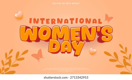 International womens day text effect 3d template
