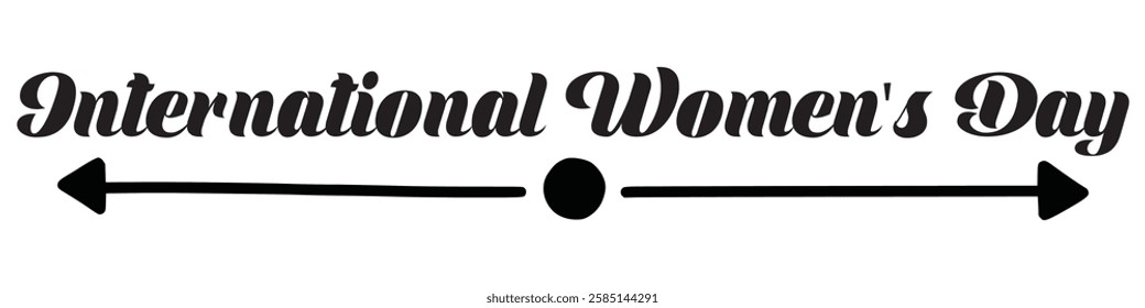 International WOMENS Day text hand drawn lettering writing icon vector, banner poster illustration.