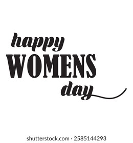 International WOMENS Day text hand drawn lettering writing icon vector, banner poster illustration.